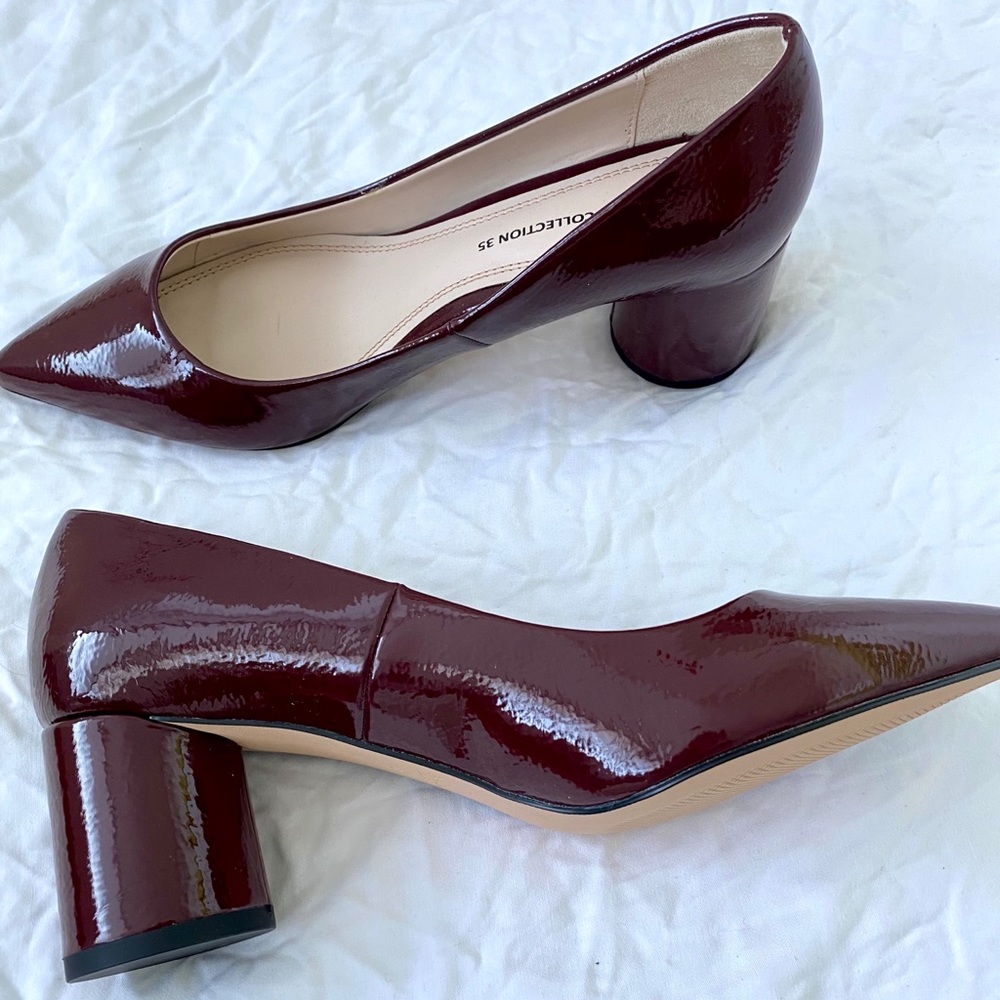 ZARA Burgundy Block Heel